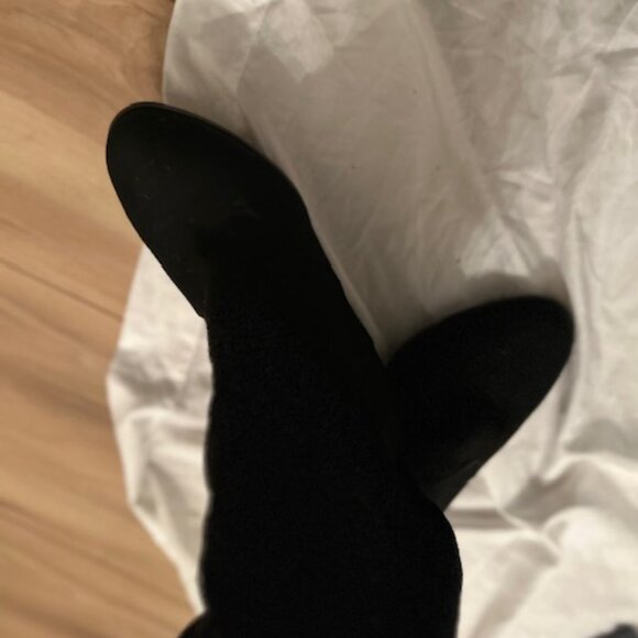 NEW size 51/2 5 1/2  womens black faux leather boots winter fall five half heel - Picture 3 of 5